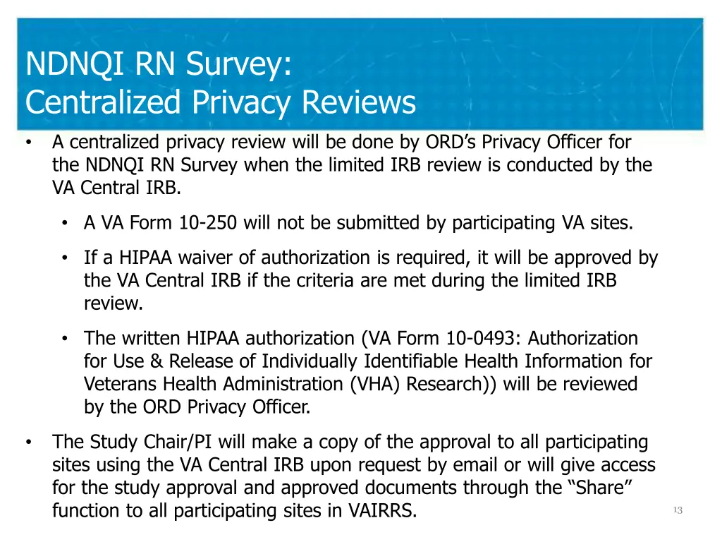 ndnqi rn survey centralized privacy reviews