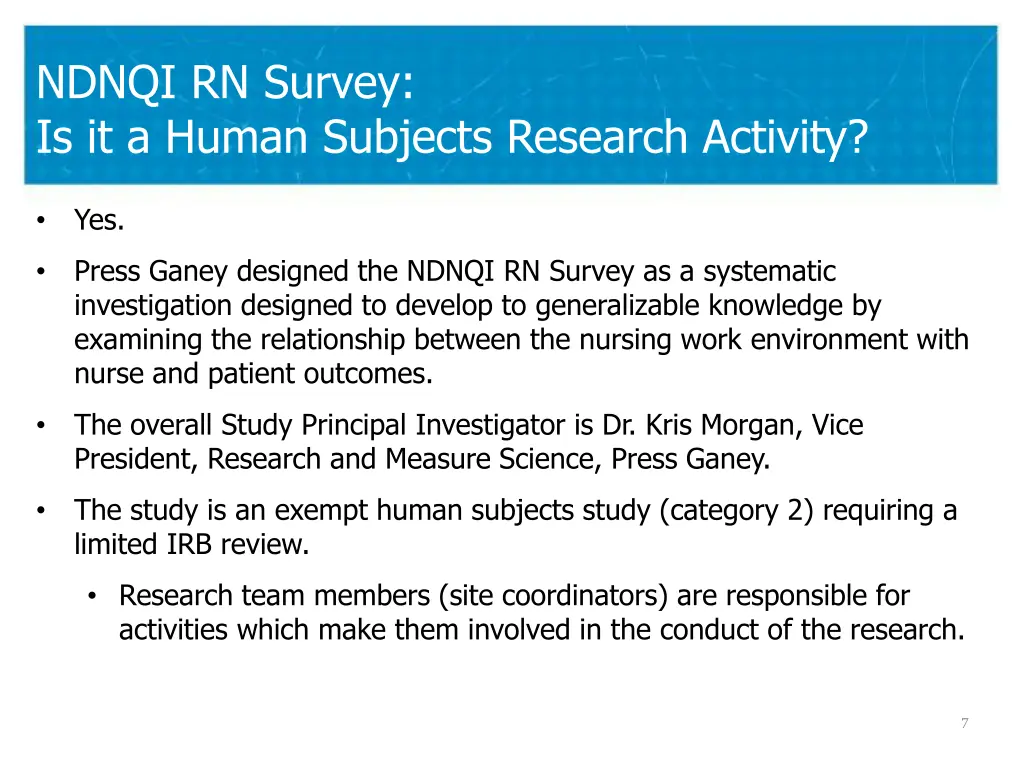 ndnqi rn survey is it a human subjects research