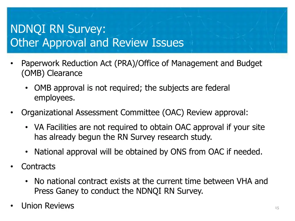 ndnqi rn survey other approval and review issues