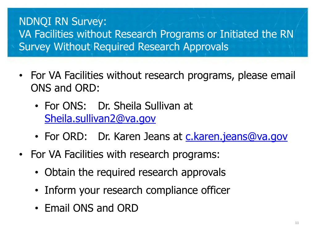 ndnqi rn survey va facilities without research