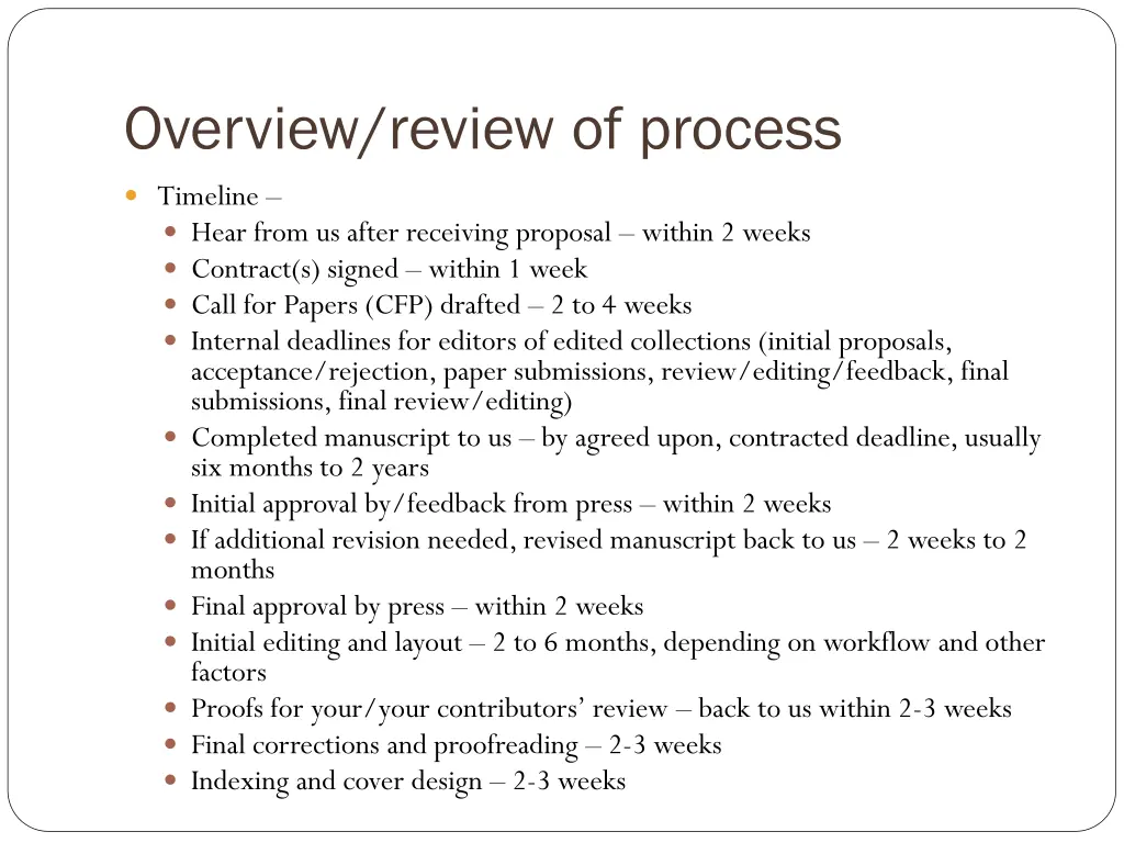 overview review of process