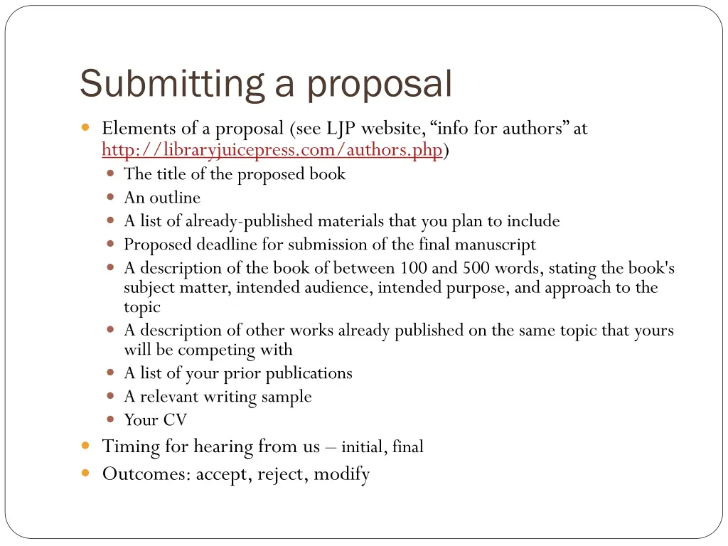 submitting a proposal