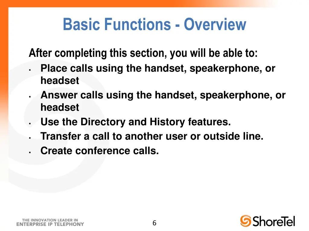 basic functions overview