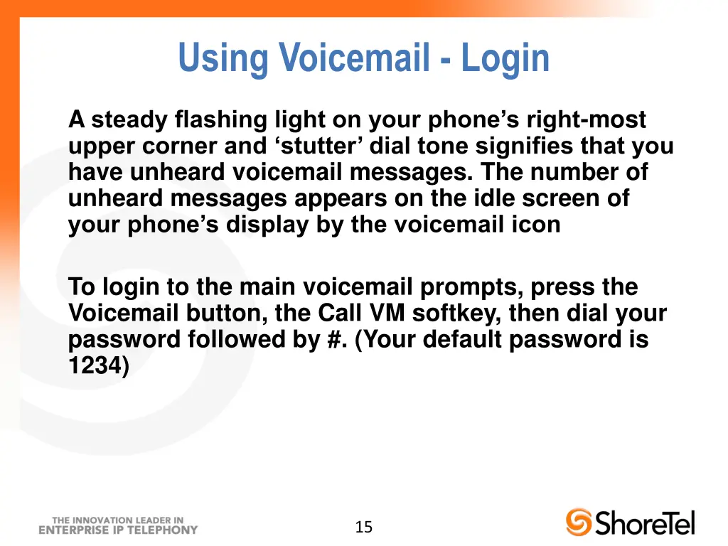 using voicemail login