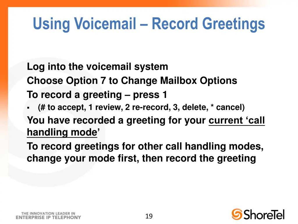 using voicemail record greetings