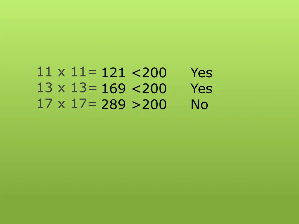 11 x 11 13 x 13 17 x 17