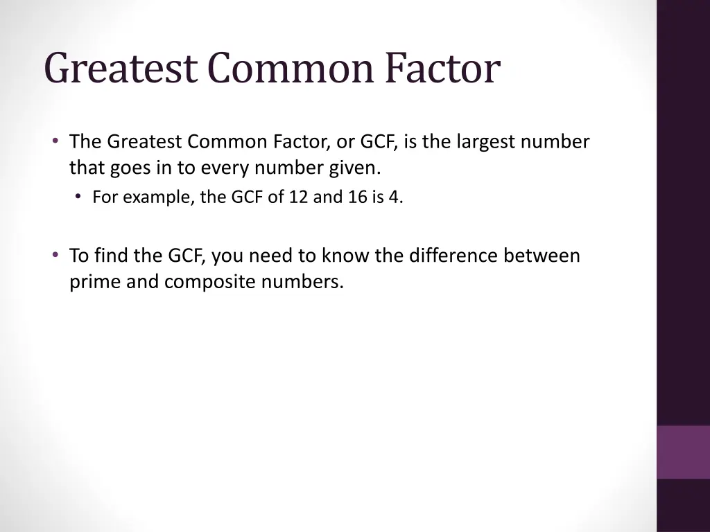 greatest common factor 1