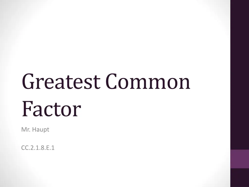 greatest common factor