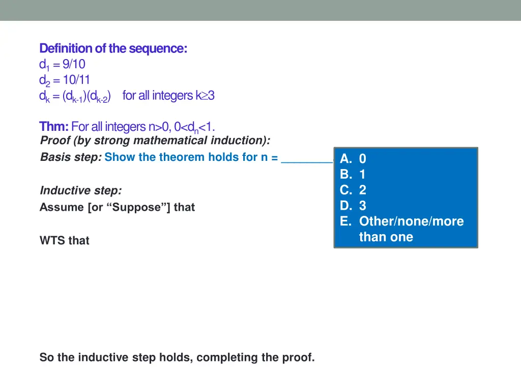 definition of the sequence 1