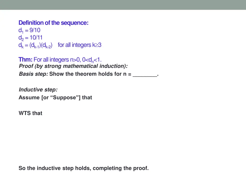 definition of the sequence