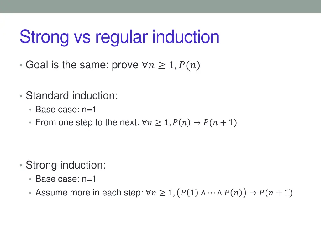 strong vs regular induction