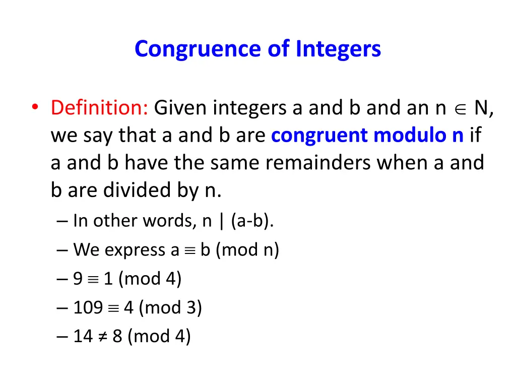 congruence of integers