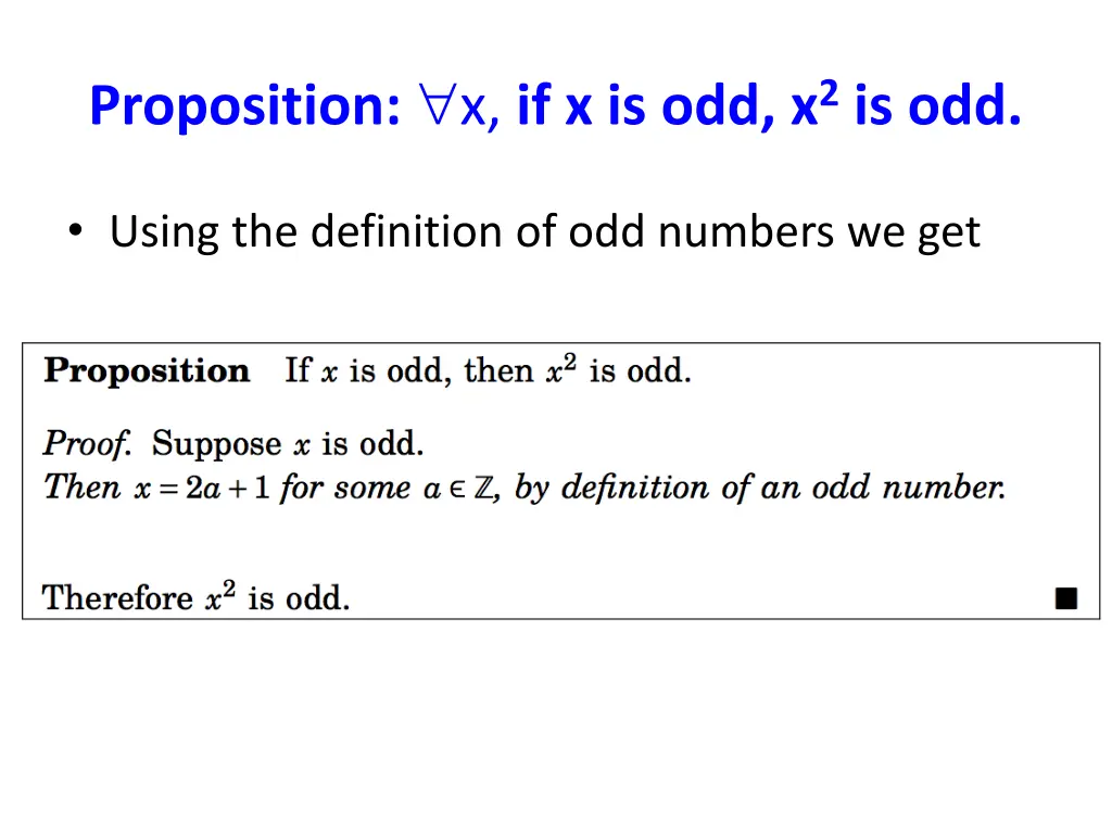 proposition x if x is odd x 2 is odd 2