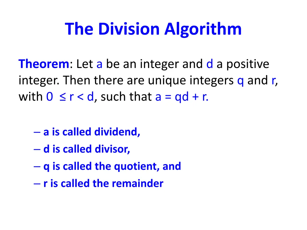 the division algorithm