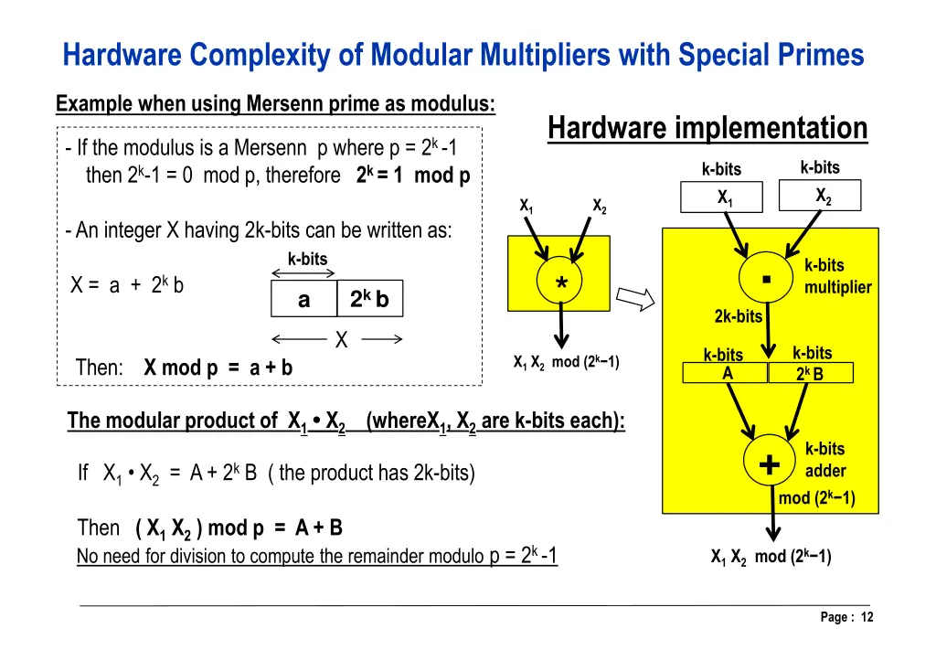 hardware complexity of modular multipliers with