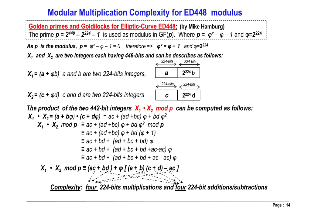 modular multiplication complexity for ed448