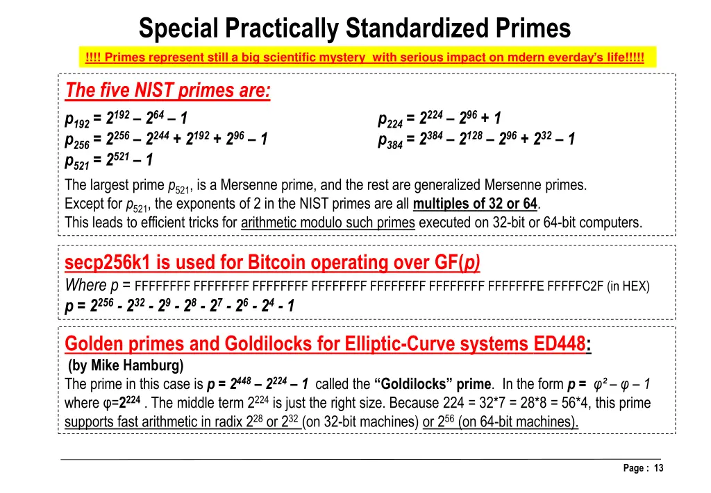 special practically standardized primes