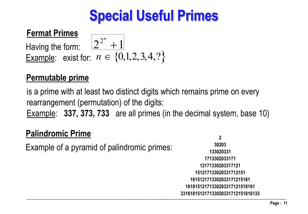 special useful primes 2