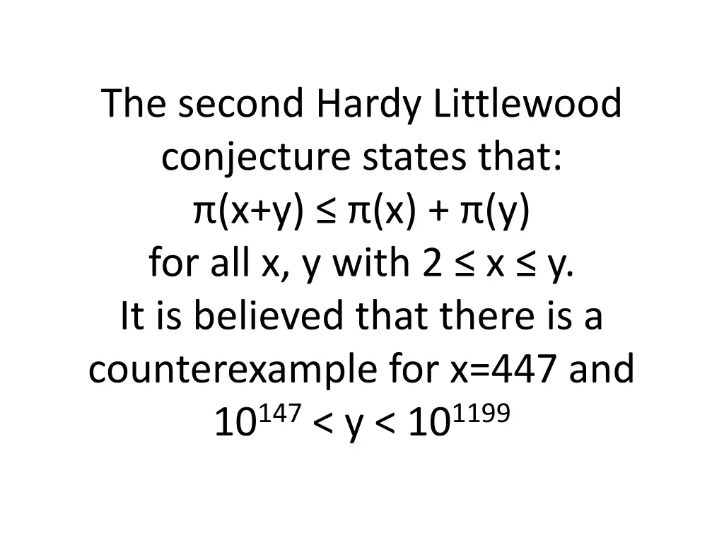 the second hardy littlewood conjecture states
