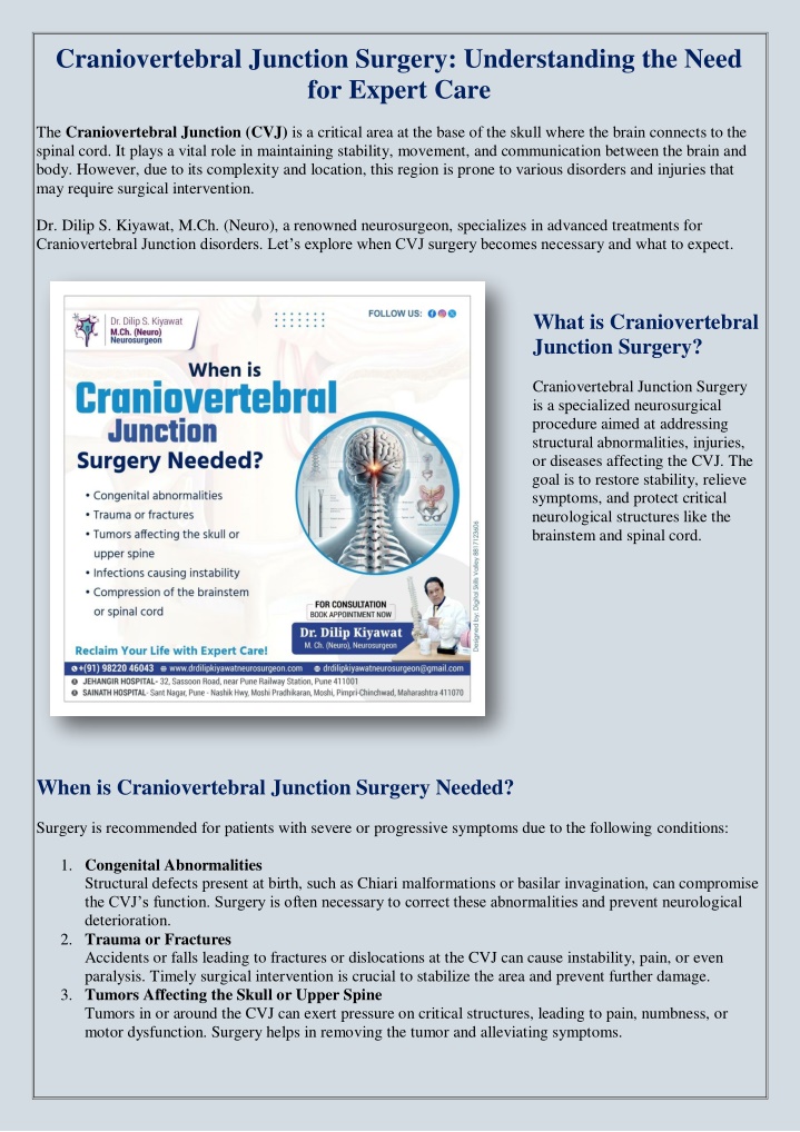 craniovertebral junction surgery understanding