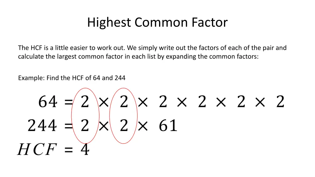 highest common factor 1