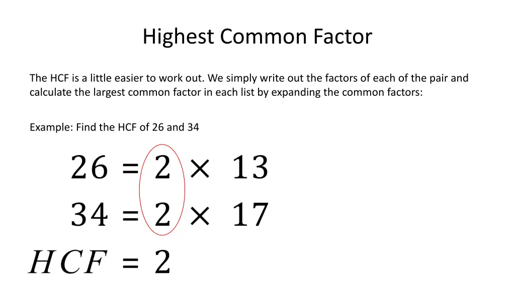 highest common factor