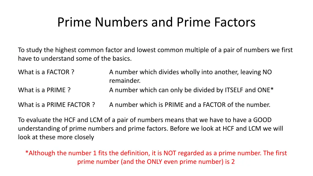 prime numbers and prime factors