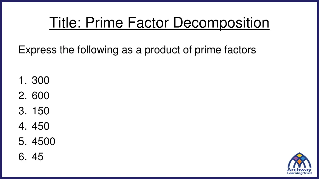 title prime factor decomposition