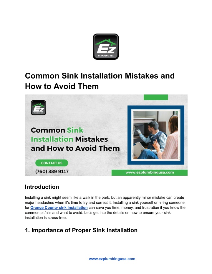 common sink installation mistakes