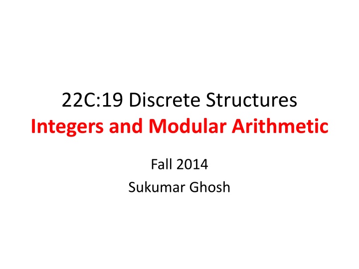 22c 19 discrete structures integers and modular