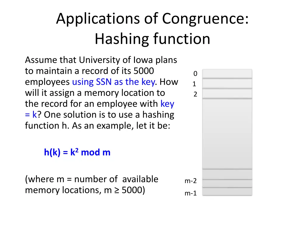 applications of congruence hashing function