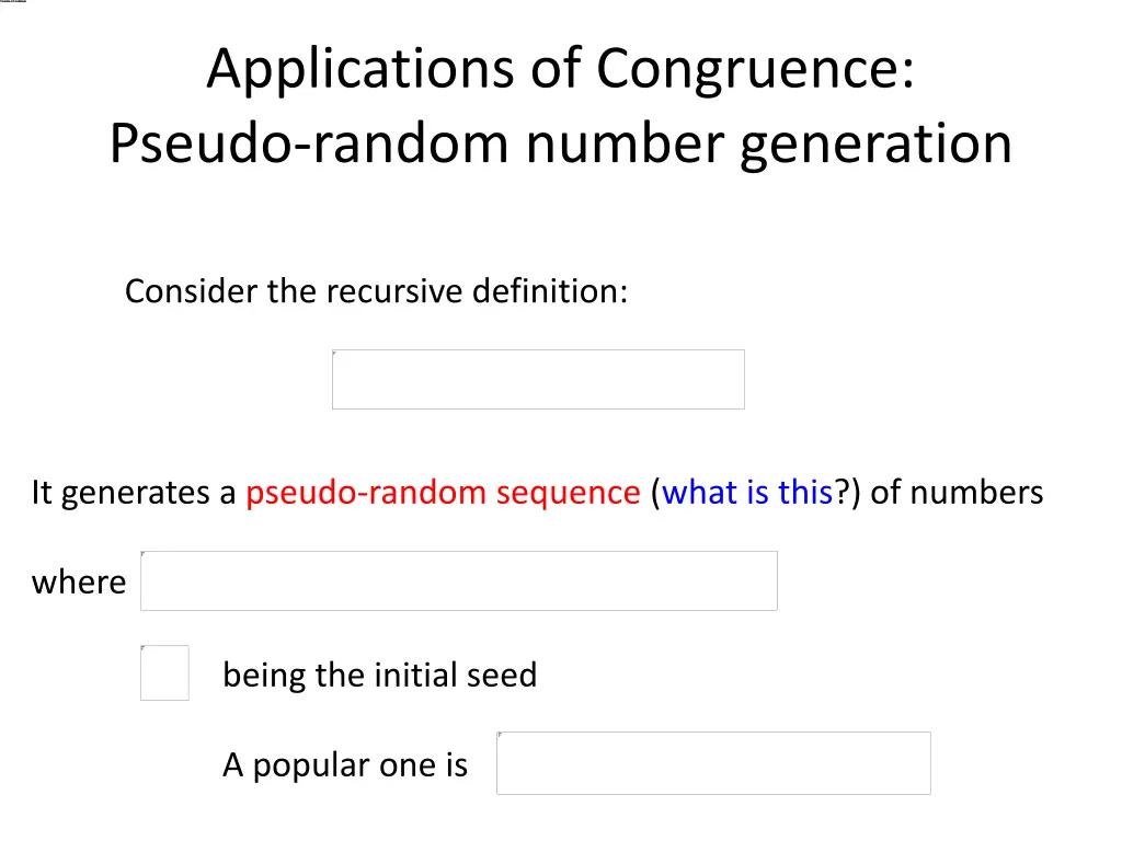 applications of congruence pseudo random number