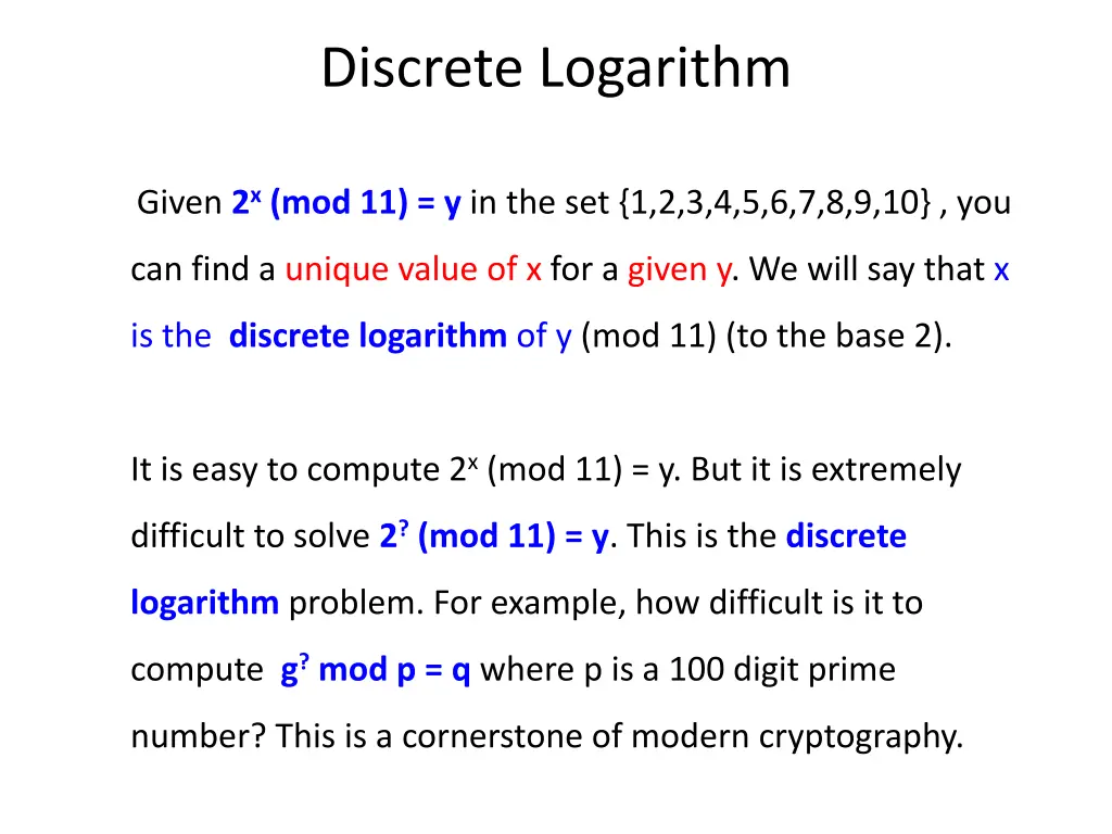 discrete logarithm 2