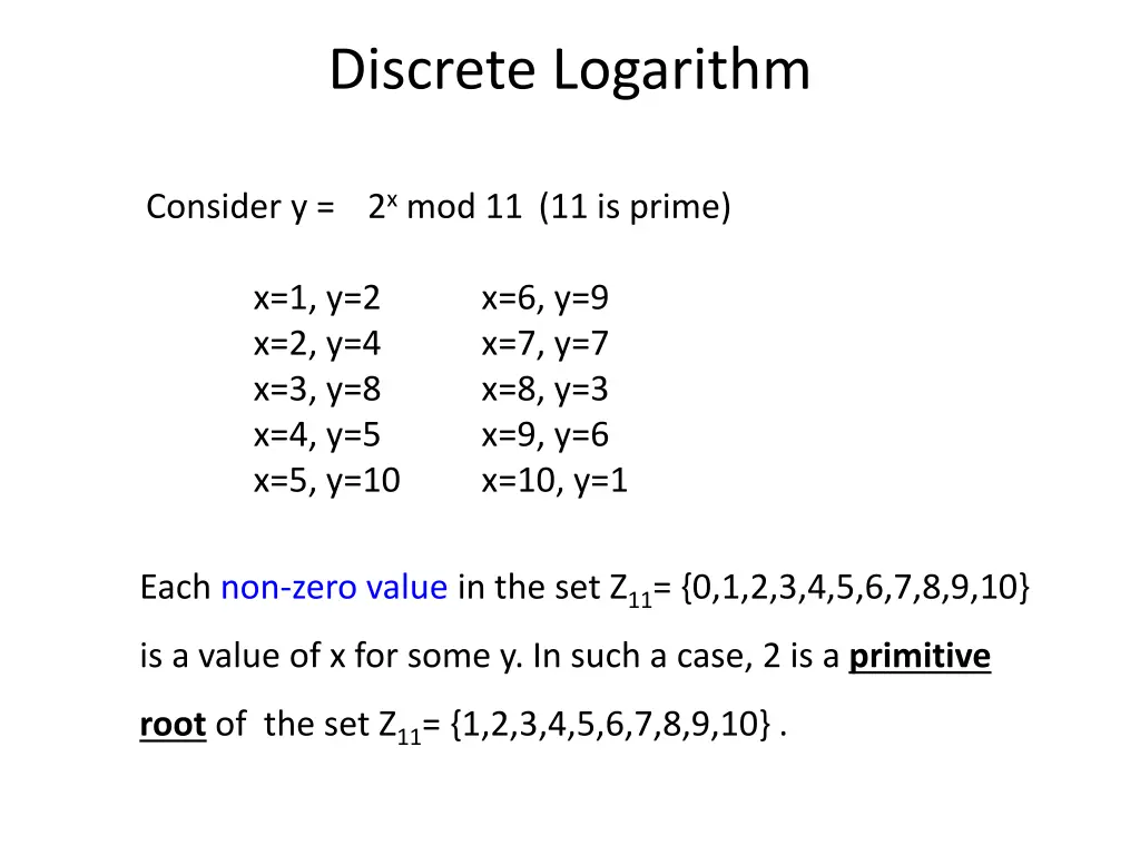 discrete logarithm