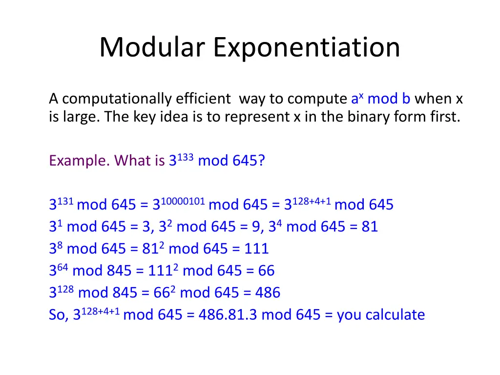 modular exponentiation