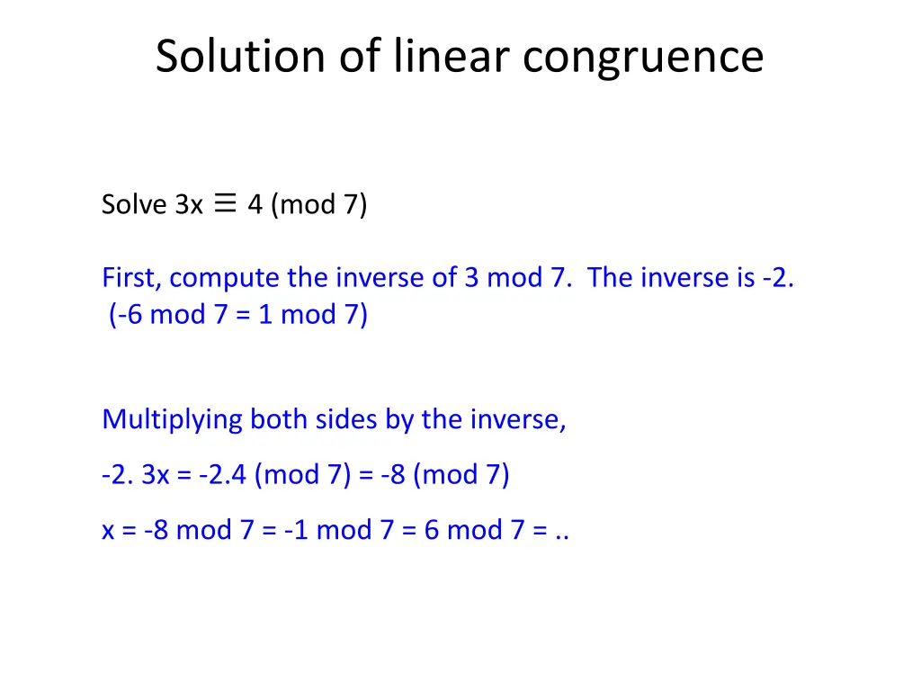 solution of linear congruence