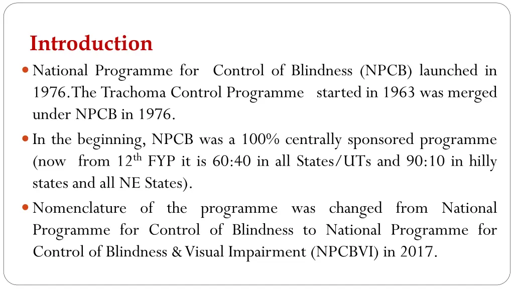 introduction national programme for control