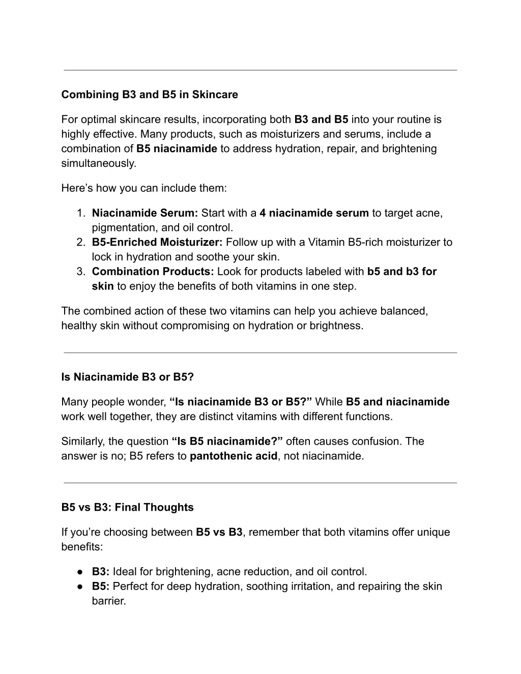 combining b3 and b5 in skincare