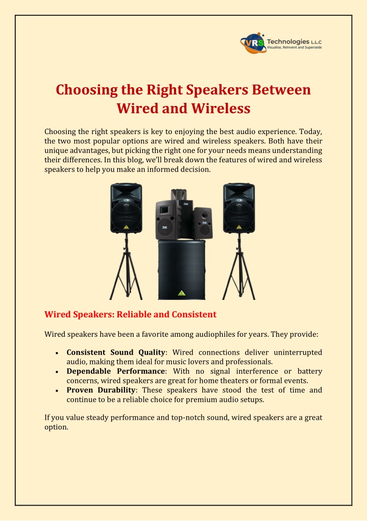 choosing the right speakers between wired