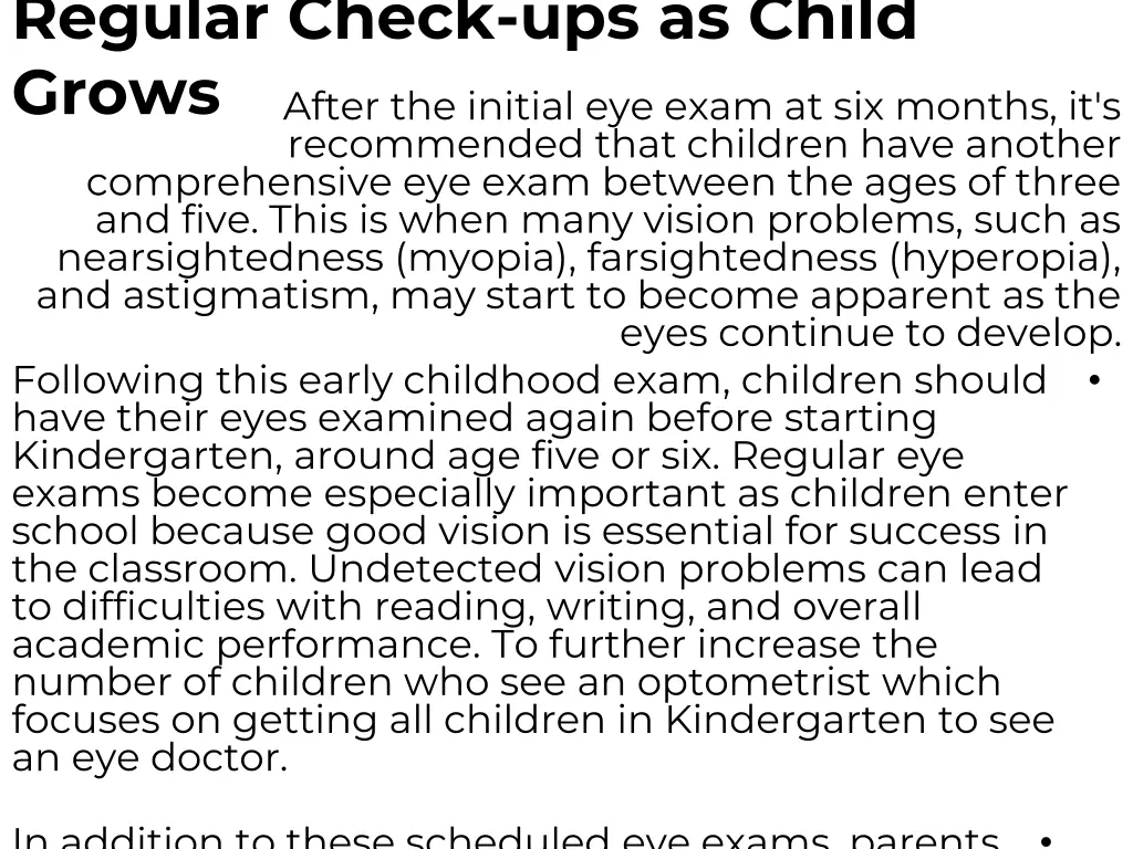 regular check ups as child grows after