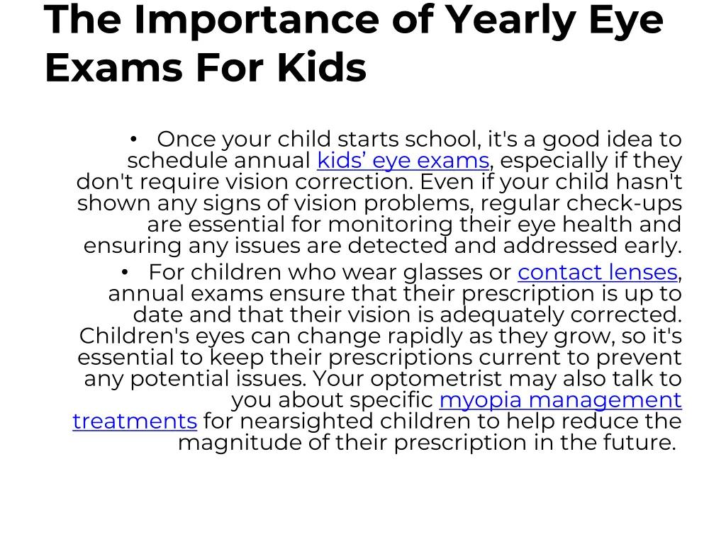 the importance of yearly eye exams for kids