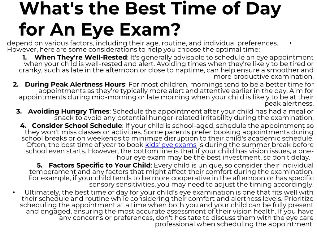 what s the best time of day for an eye exam