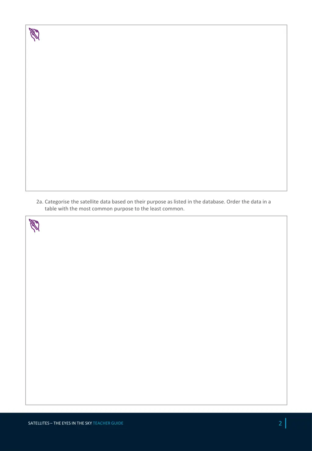 2a categorise the satellite data based on their