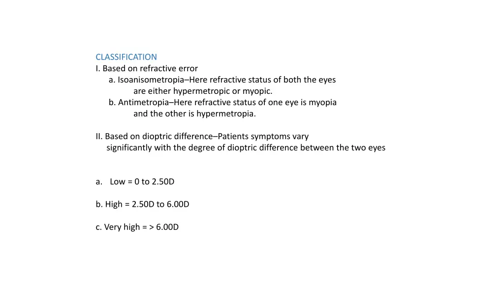 classification i based on refractive error