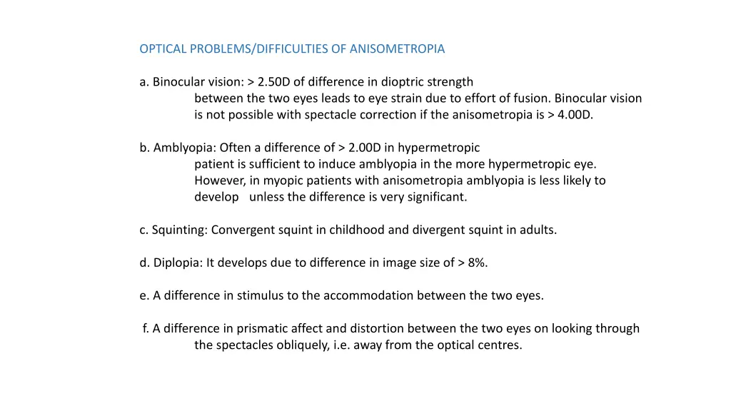 optical problems difficulties of anisometropia