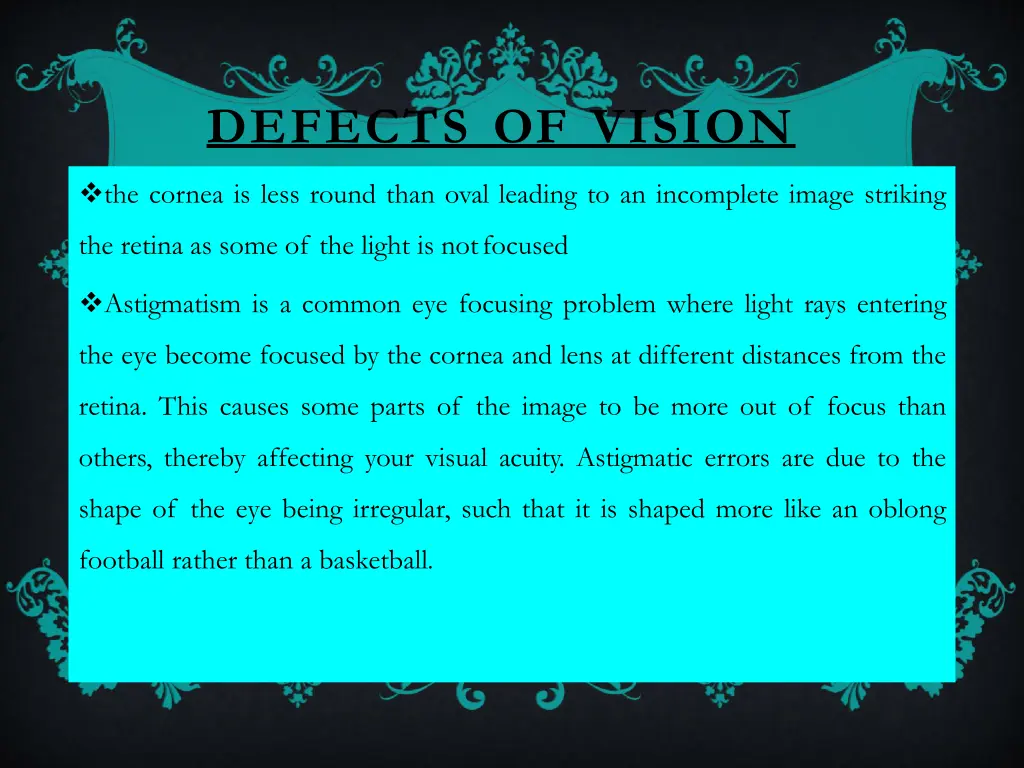 defects of vision