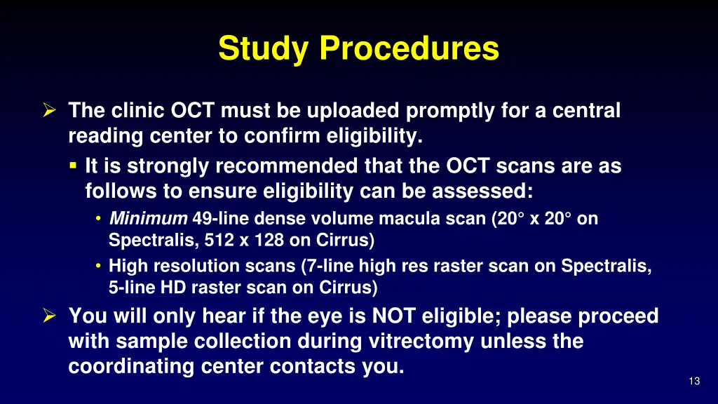 study procedures