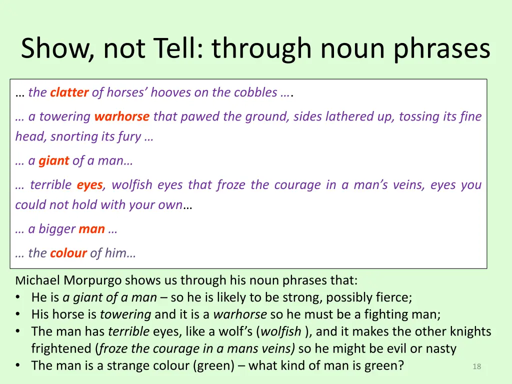 show not tell through noun phrases 2