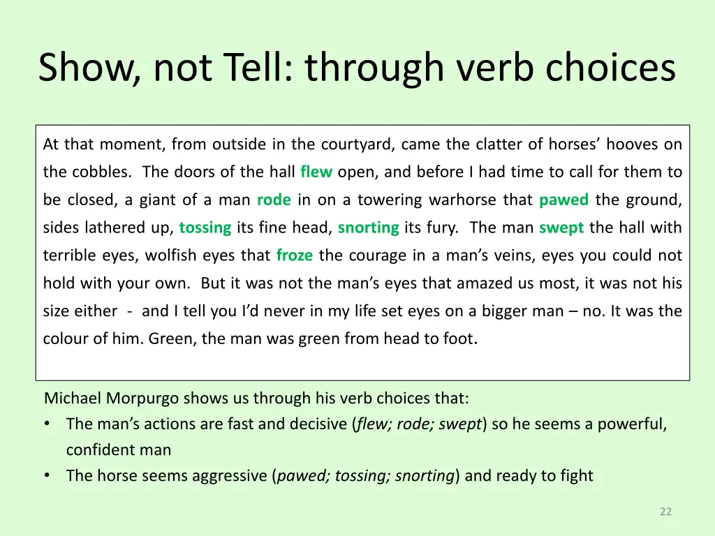 show not tell through verb choices 1