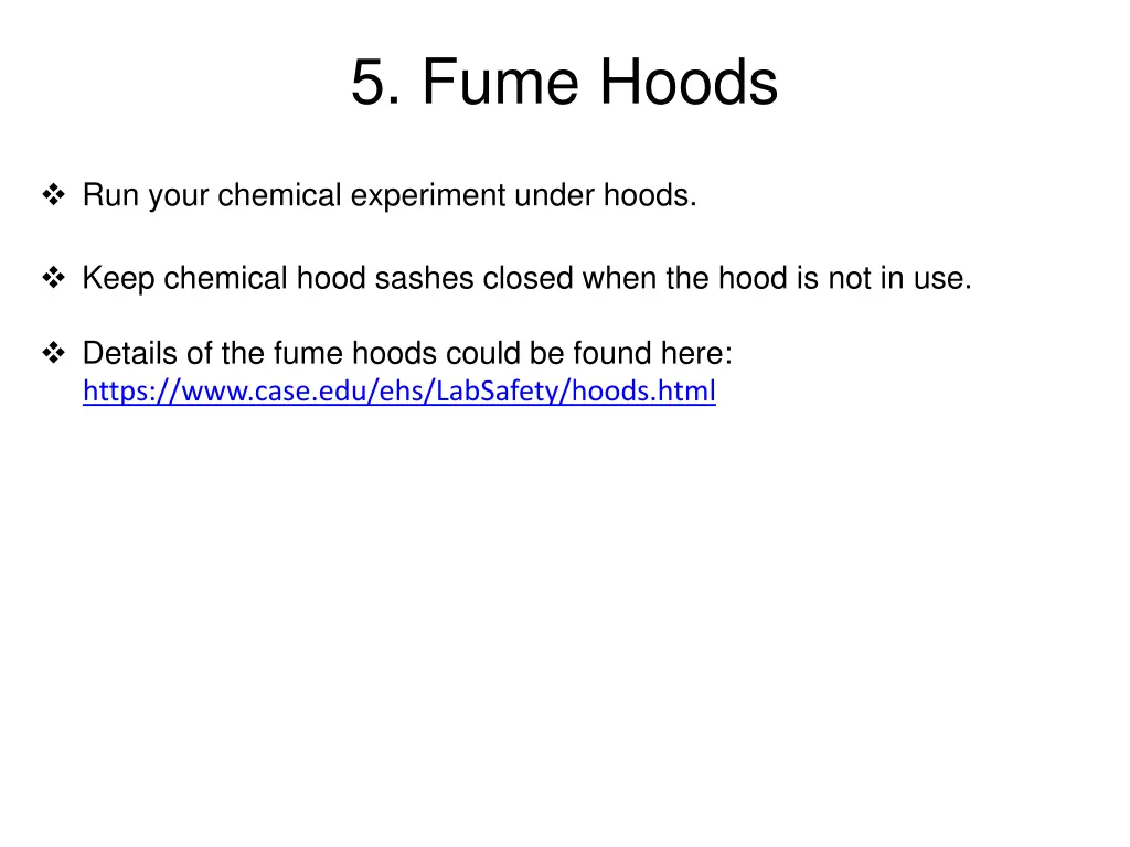 5 fume hoods